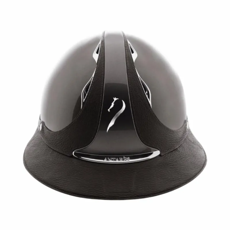 Casques D'Équitation À Visière Polo|Casques D'Équitation*Antarès Sellier - Casque premium vernis bison visière eclipse Marron