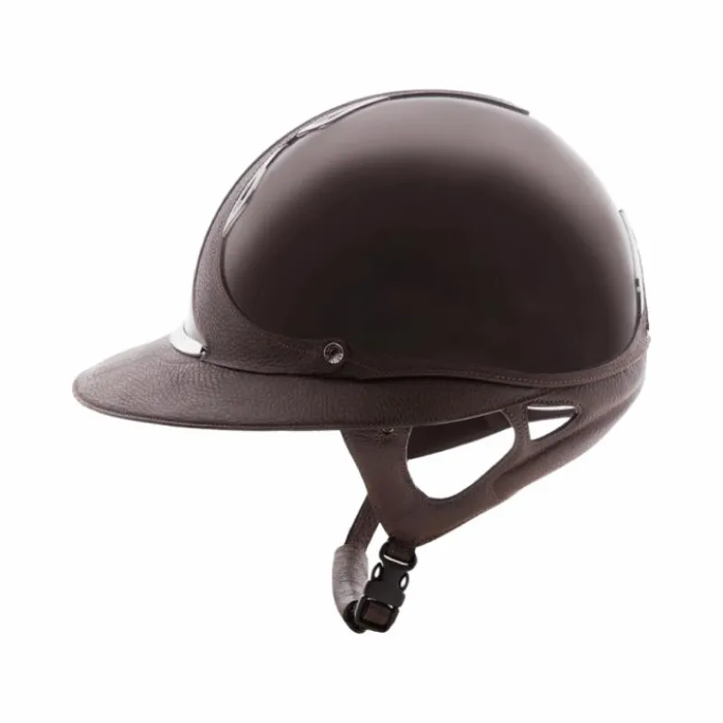 Casques D'Équitation À Visière Polo|Casques D'Équitation*Antarès Sellier - Casque premium vernis bison visière eclipse Marron