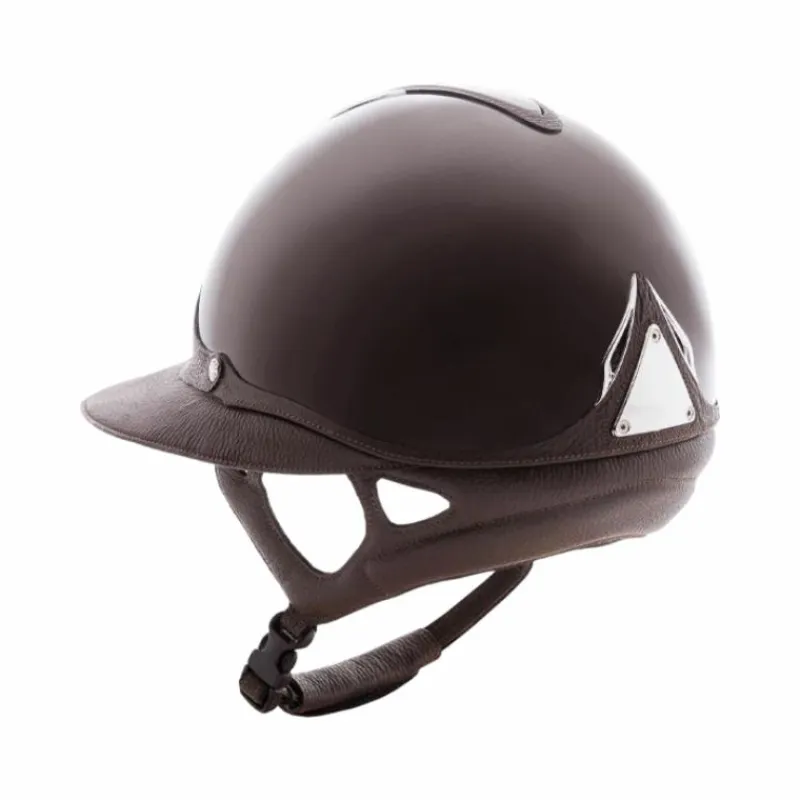 Casques D'Équitation À Visière Polo|Casques D'Équitation*Antarès Sellier - Casque premium vernis bison visière eclipse Marron