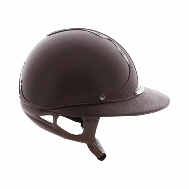 Casques D'Équitation À Visière Polo|Casques D'Équitation*Antarès Sellier - Casque premium vernis bison visière eclipse Marron