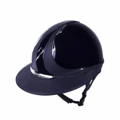 Discount - Casque premium vernis bleu/ bleu Casques D'Équitation À Visière Polo|Casques D'Équitation