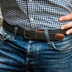 Best - Ceinture tressée élastique Vert Kaki Ceintures