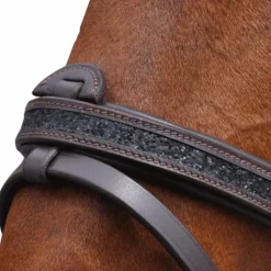 New - Bridon muserolle combinée black strass avec rênes Cso|Bridons Poneys