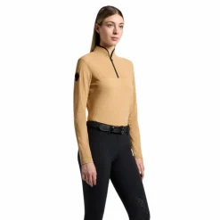T-Shirts Et Baselayers*Cavalleria Toscana - Baselayer manches longues femme Perforated Jersey Inserts tan Beige