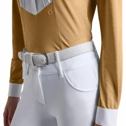 Polos Et Chemises*Cavalleria Toscana - Polo de concours manches longues femme Americain tan Beige