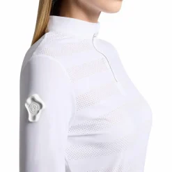 New - Polo manches longues technique femme Perforated Jersey Polos Et Chemises
