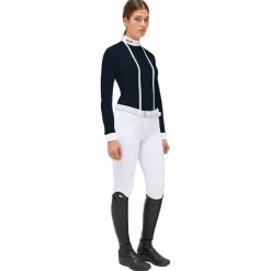Polos Et Chemises*Cavalleria Toscana - Polo manches longues de concours femme Marine