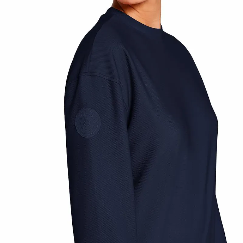 Pulls Et Gilets*Cavalleria Toscana - Pull manches longues femme CT Diagonal Weave Marine