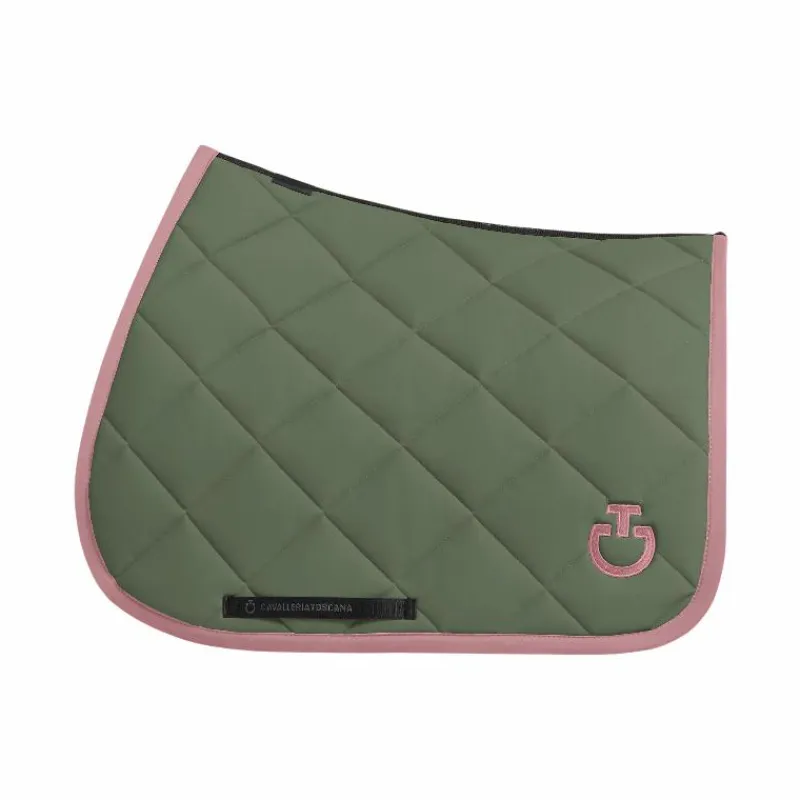 Tapis Cso/ Mixtes|Tapis De Selle*Cavalleria Toscana - Tapis de selle Diamond Quilted Jersey forest green/ candy pink Vert