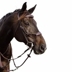 Outlet - Bridon muserolle hybride élastique New English Collection marron Bridons Poneys|Bridons