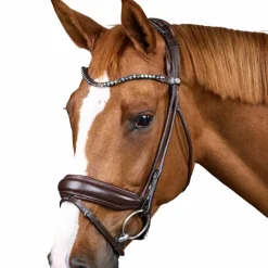 Outlet - Bridon muserolle large Round avec frontal à cristaux Bridons Poneys|Bridons
