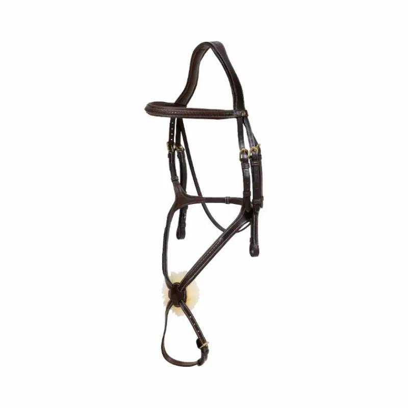 Bridons Poneys|Bridons*Dyon - Bridon muserolle tressée en forme de 8 Havane