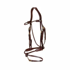 Bridons Poneys|Bridons*Dyon - Bridon muserolle tressée sous-barbe amovible cuir Havane