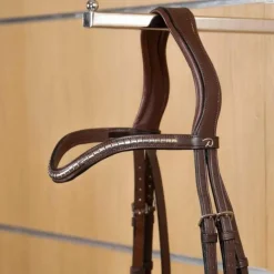 Outlet - Frontal en V clincher argenté New English Collection brun Accessoires De Bridons Poneys|Frontaux