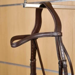 Clearance - Frontal en V cuir plat New English Collection brun Accessoires De Bridons Poneys|Frontaux