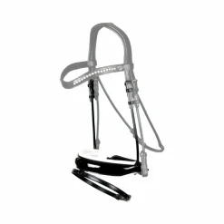 Muserolles*Dyon - Muserolle combinée large Pull-back vernie rembourrage blanc New English Collection Noir