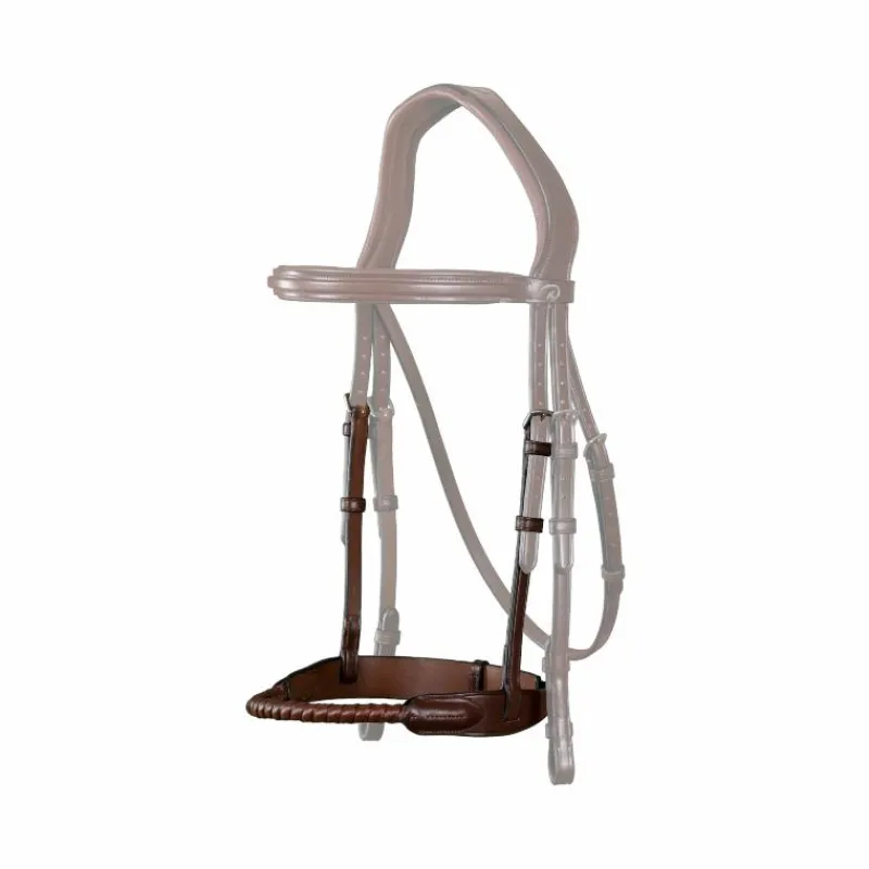 Clearance - Muserolle en corde recouverte de cuir New English Collection brun Accessoires De Bridons Poneys|Muserolles