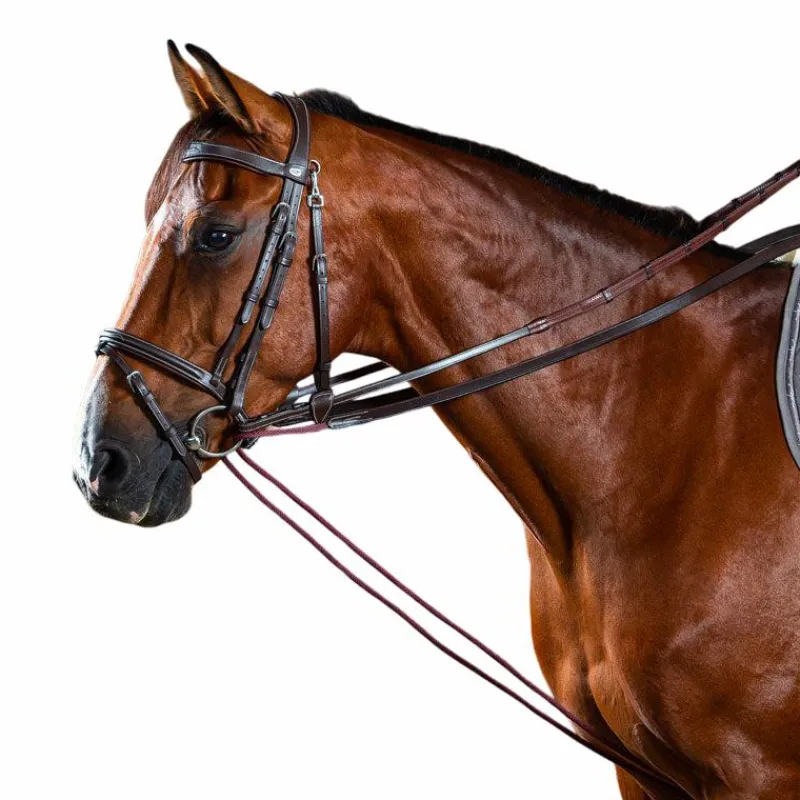 Sale - Rênes allemandes cuir/nylon 5/8 Working by brun Enrênements Poneys|Rênes Allemandes