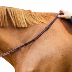 Online - Rênes caoutchouc 5/8 avec arrêtoirs et mousqueton Working brun Rênes Et Arrêtoirs De Rênes