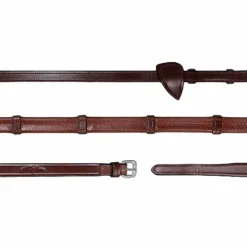 Clearance - Rênes caoutchouc 1/2 avec 7 arrêtoirs New English Collection brun Rênes Et Arrêtoirs De Rênes Poneys|Rênes Et Arrêtoirs De Rênes