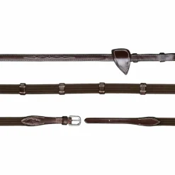 Rênes Et Arrêtoirs De Rênes Poneys|Rênes Et Arrêtoirs De Rênes*Dyon - Rênes en tissu 5/8 avec 9 arrêtoirs US Collection Marron