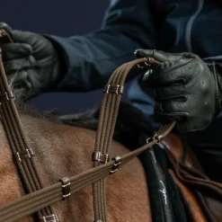 Rênes Et Arrêtoirs De Rênes Poneys|Rênes Et Arrêtoirs De Rênes*Dyon - Rênes en tissu 5/8 avec 9 arrêtoirs US Collection Marron