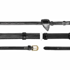 Rênes Et Arrêtoirs De Rênes Poneys|Rênes Et Arrêtoirs De Rênes*Dyon - Rênes Hunter 5/8 avec 7 arrêtoirs D Collection Noir