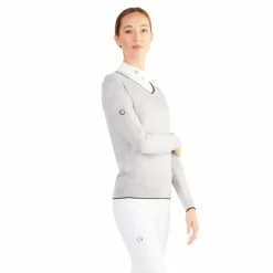 Pulls Et Gilets*Ego7 - Pull manches longues femme V-Neck melange grey Gris