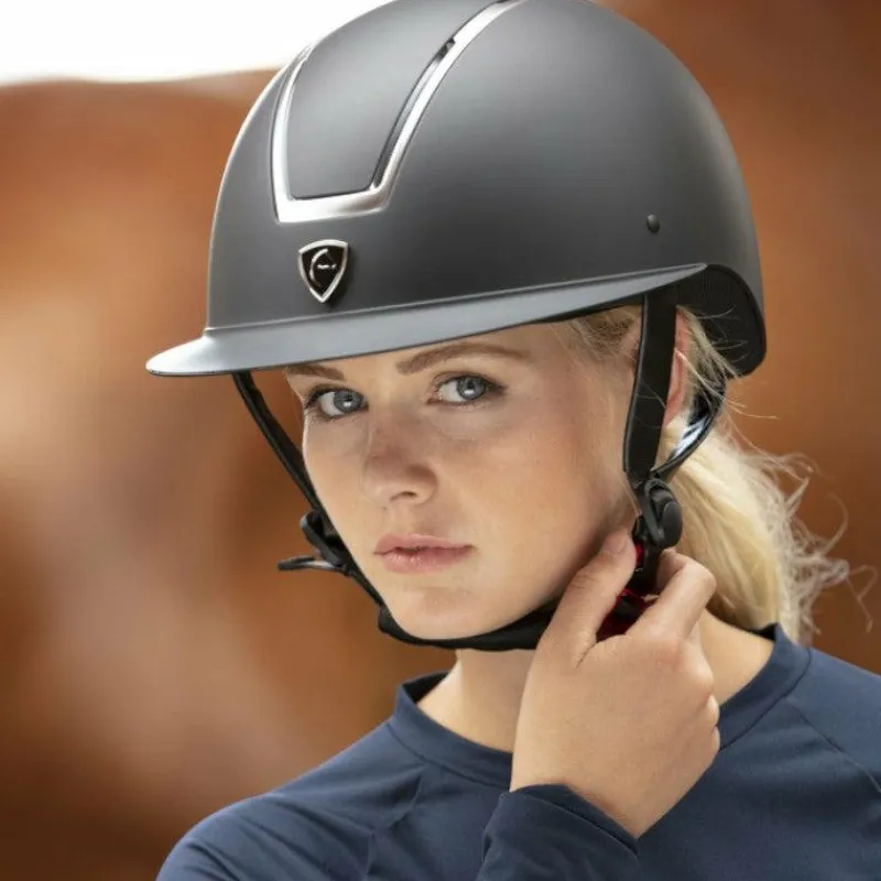 Casques D'Équitation À Visière Polo|Casques D'Équitation*Equithème - Casque d'équitation visière large Glint mat / argenté Noir