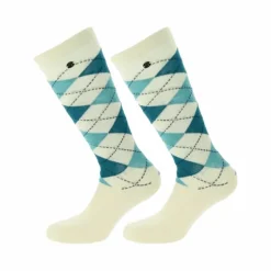 Chaussettes D'Équitation*Equithème - Chaussette Argyle écru/bleu (x1)