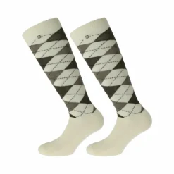 Chaussettes D'Équitation*Equithème - Chaussettes Argyle écru/ taupe (x1)