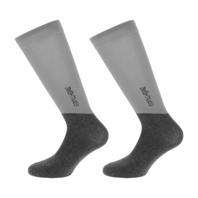 Chaussettes D'Équitation*Equithème - Chaussettes d'équitation Compet clair/ anthracite (x1) Gris