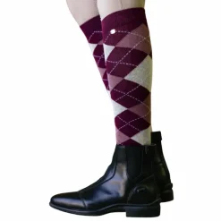 Chaussettes D'Équitation*Equithème - Chaussettes d'équitation Argyle / vieux rose Bordeaux