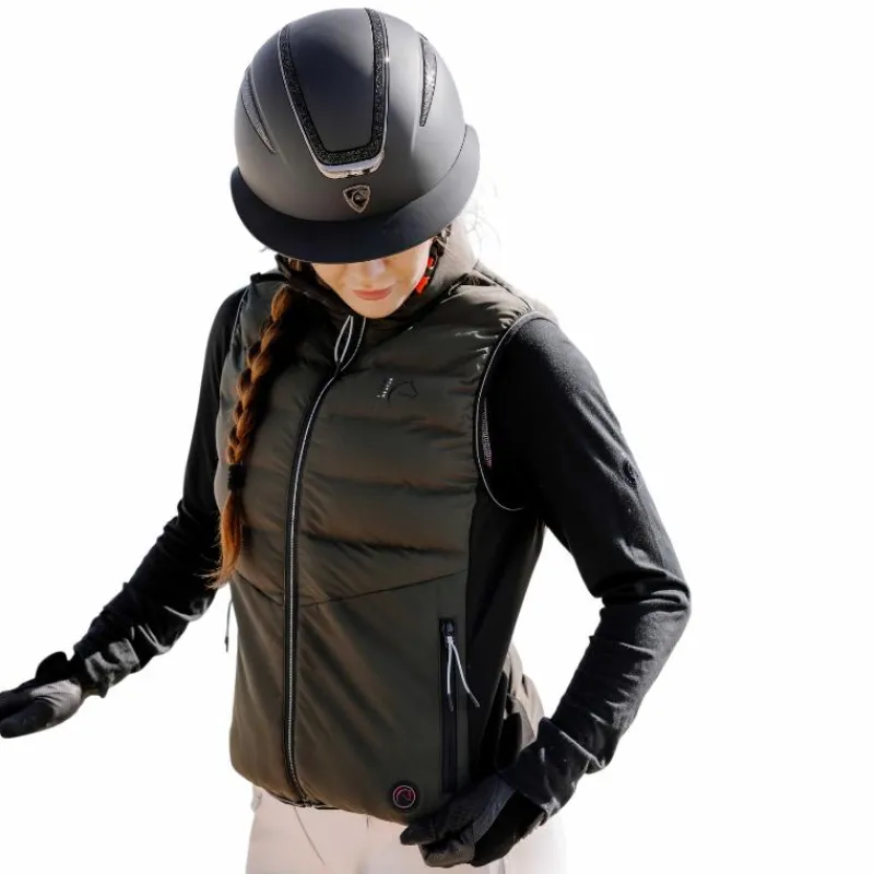 Textile Chauffant*Equithème - Doudoune sans manches chauffante unisexe Sasha kaki Vert