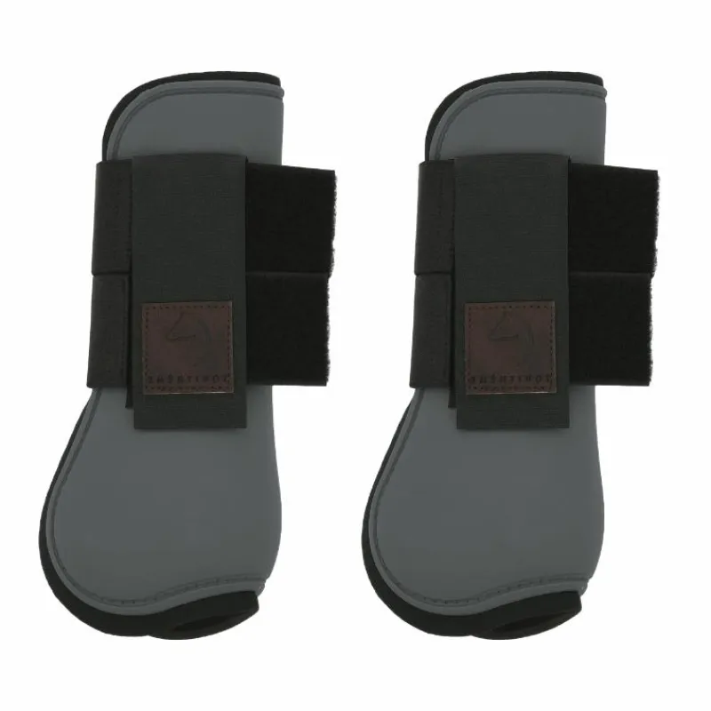 Guêtres Ouvertes Poneys|Guêtres Ouvertes*Equithème - Guêtres protège-tendons x2 Gris