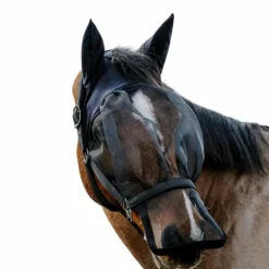 Masques Anti-Mouches Poneys|Masques Anti-Mouches*Equithème - Licol avec masque anti-mouches et UV Noir