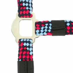 Discount - Licol et longe tressé fuchsia/ bleu ciel/ marine Licols Poneys|Ensembles Licols Et Longes