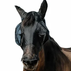 Masques Anti-Mouches Poneys|Masques Anti-Mouches*Equithème - Masque anti-mouches et UV Lycra avec oreilles et nez Noir