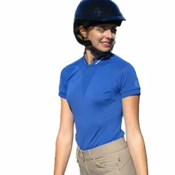 Polos Et Chemises*Equithème - Polo à manches courtes femme Elodie monaco Bleu