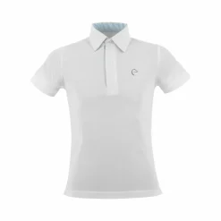 Polos Et Chemises*Equithème - Polo de concours manches courtes mesh enfant Edy Blanc