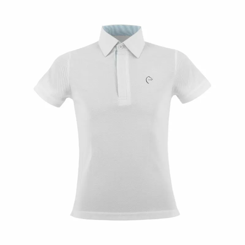 Polos Et Chemises*Equithème - Polo de concours manches courtes mesh enfant Edy Blanc
