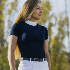Polos Et Chemises*Equithème - Polo de concours manches courtes femme Funza Marine