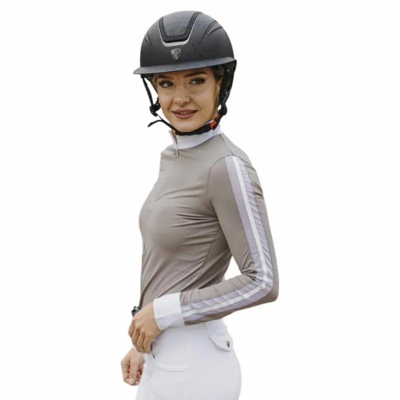 - Polo manches longues femme Estoril taupe Polos Et Chemises