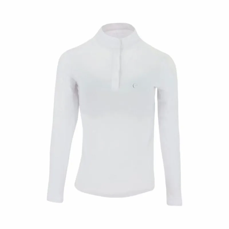 Clearance - Polo manches longues Pékin blanc Polos Et Chemises