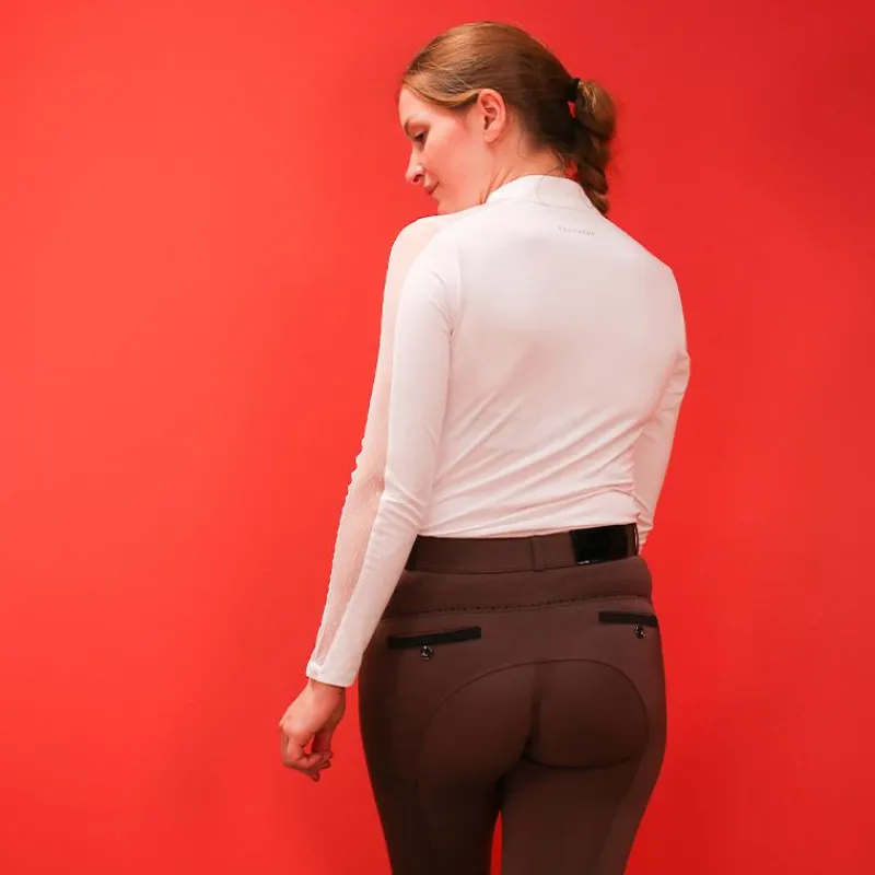 Clearance - Polo manches longues Pékin blanc Polos Et Chemises