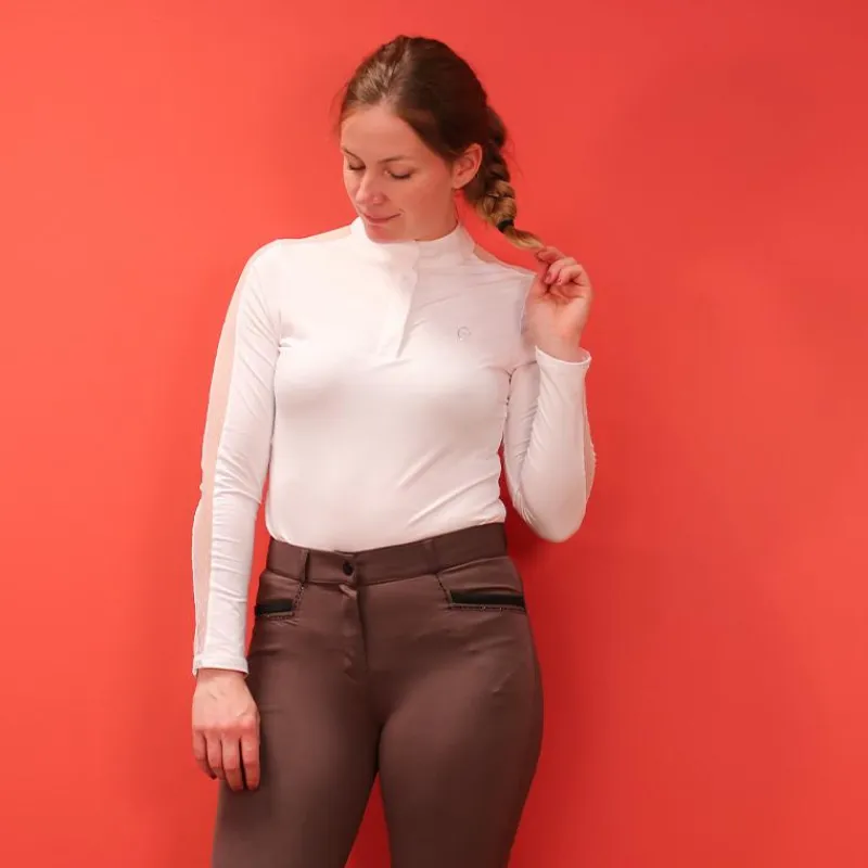 Clearance - Polo manches longues Pékin blanc Polos Et Chemises