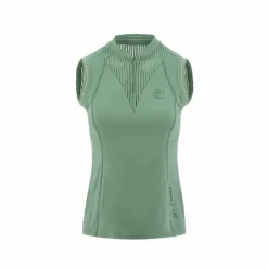 Polos Et Chemises*Equithème - Polo sans manches femme Margot édition Je t'aime sauge Vert