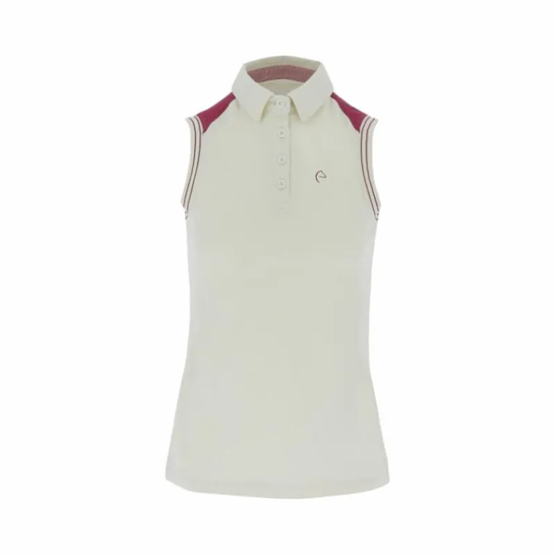 Polos Et Chemises*Equithème - Polo sans manches piqué Ecru Beige