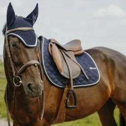 Tapis De Selle|Tapis Cso/ Mixtes*Equithème - Tapis de selle Mirror Je t'aime marine Bleu