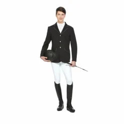 Vestes De Concours|Cso*Equithème - Veste de concours Soft Classic Homme noir/ passepoil gris